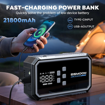 4-in-1 Jump Starter with Air Pump Starter Box Battery Pack with Digital Tire Inflator Car Battery Jump Starter