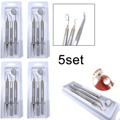 Dental Instruments Set Stainless Steel Teeth Care Tools for Dentist with Mirror Probe Tweezers Spoon Excavator