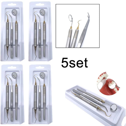 Dental Instruments Set Stainless Steel Teeth Care Tools for Dentist with Mirror Probe Tweezers Spoon Excavator