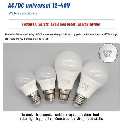 4-20PCS E27 B22 Base LED Bulb Lights AC DC 12V 24V 48V Lampada Luz Lamp 3W 5W 10W Spot Bulb Led Light Bulbs for Home Lighting
