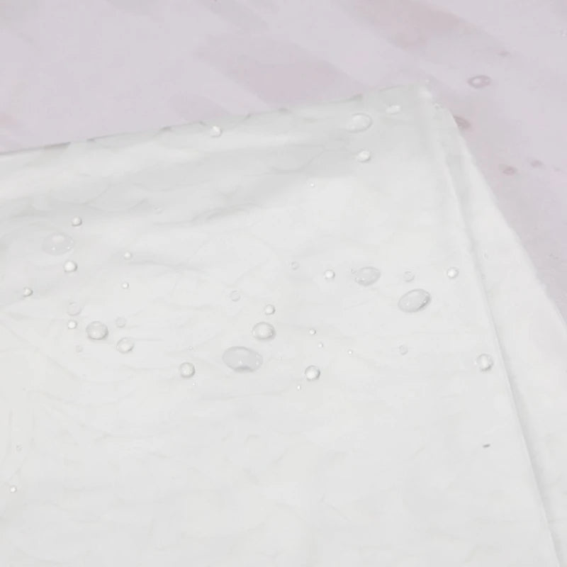 Shower Curtain White Floral Print Peva Fabric Bathroom Curtains Waterproof Mildew Proof Transparent for Toilet with Hooks 200cm