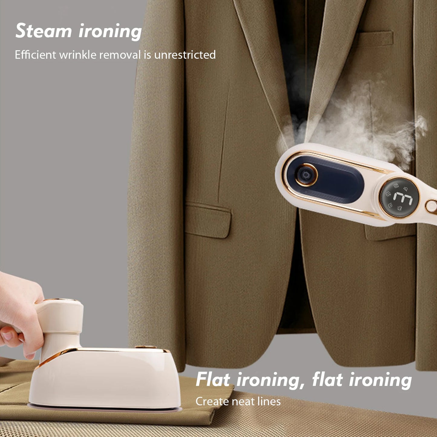2 in 1 Handheld Steam Clothing Wrinkles Remover with 180° Rotatable Handle Handheld Hanging Iron for Global Travel Office Home