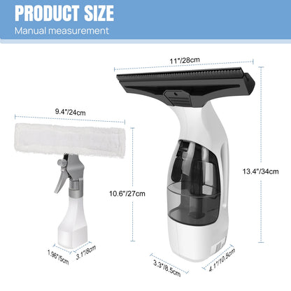 Cordless Window Vac with 2000pa, Efficiently Streak-Free Cleaning, Running Time: 50-60 Min, 3.8V Electric Window Vacuum Cleaner