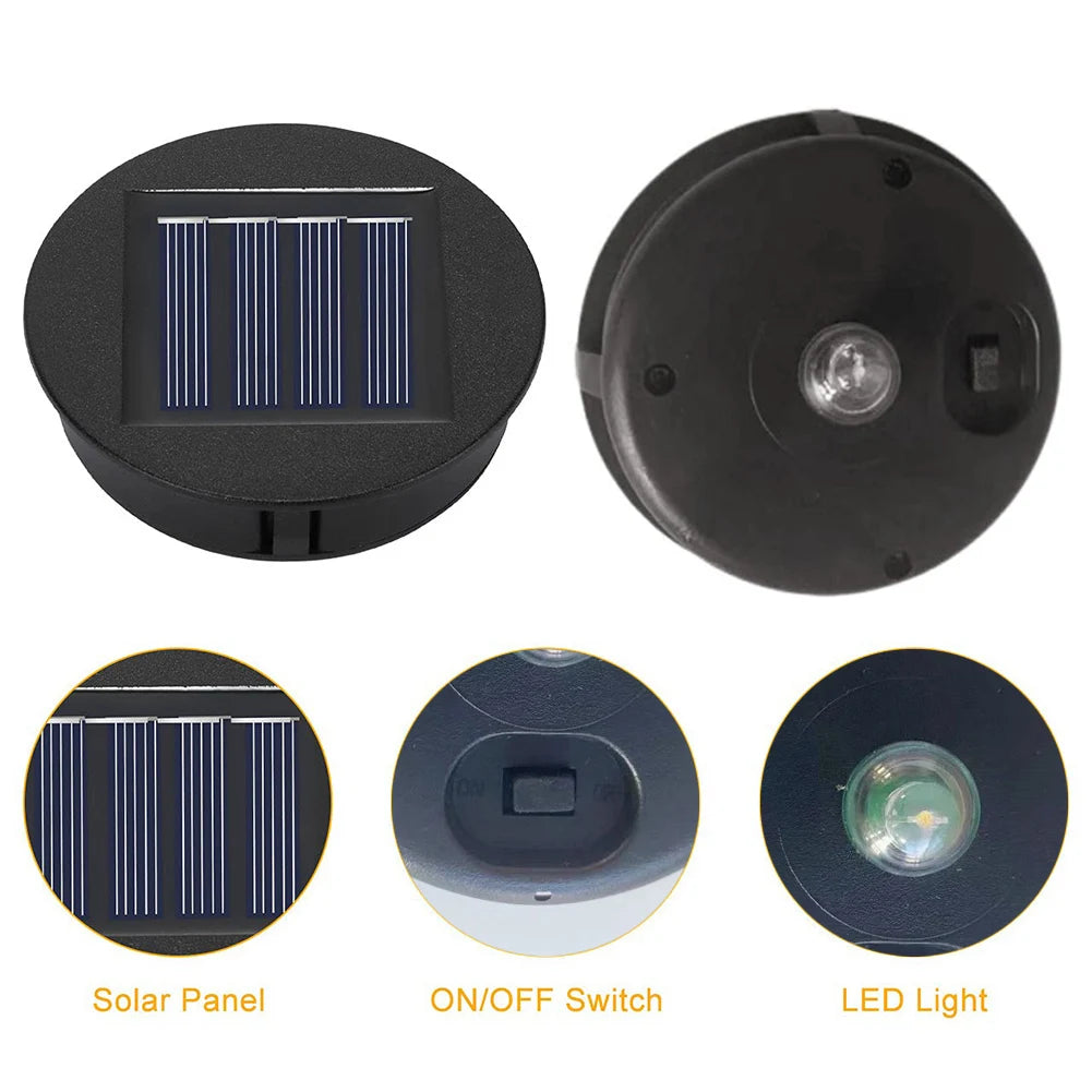 Solar Lights Replacement Top Lid Lights Replacement IP44 Waterproof 1.2 V 600 MAh 7LM with Switch for Outdoor Hanging Lanterns