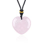 1pc 30mm Natural Stone Pendant Necklace Heart Amethyst Rose Quartz Pendant Necklace for Women Men Jewelry Party Gift