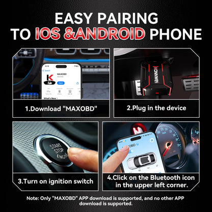 2026 MAXOBD KONNWEI Car OBDII Full System Fault Diagnostic Tool Deep Scan Bluetooth Connection Monitoring System OBD2 Scan Tool