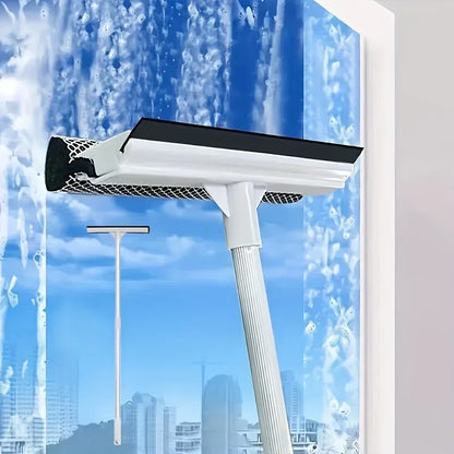 1pc Glass Cleaning Brush 2-in-1 Telescopic Pole Car Window Floor Cleaning Brush Glass Scraper Household Cleaning Tool