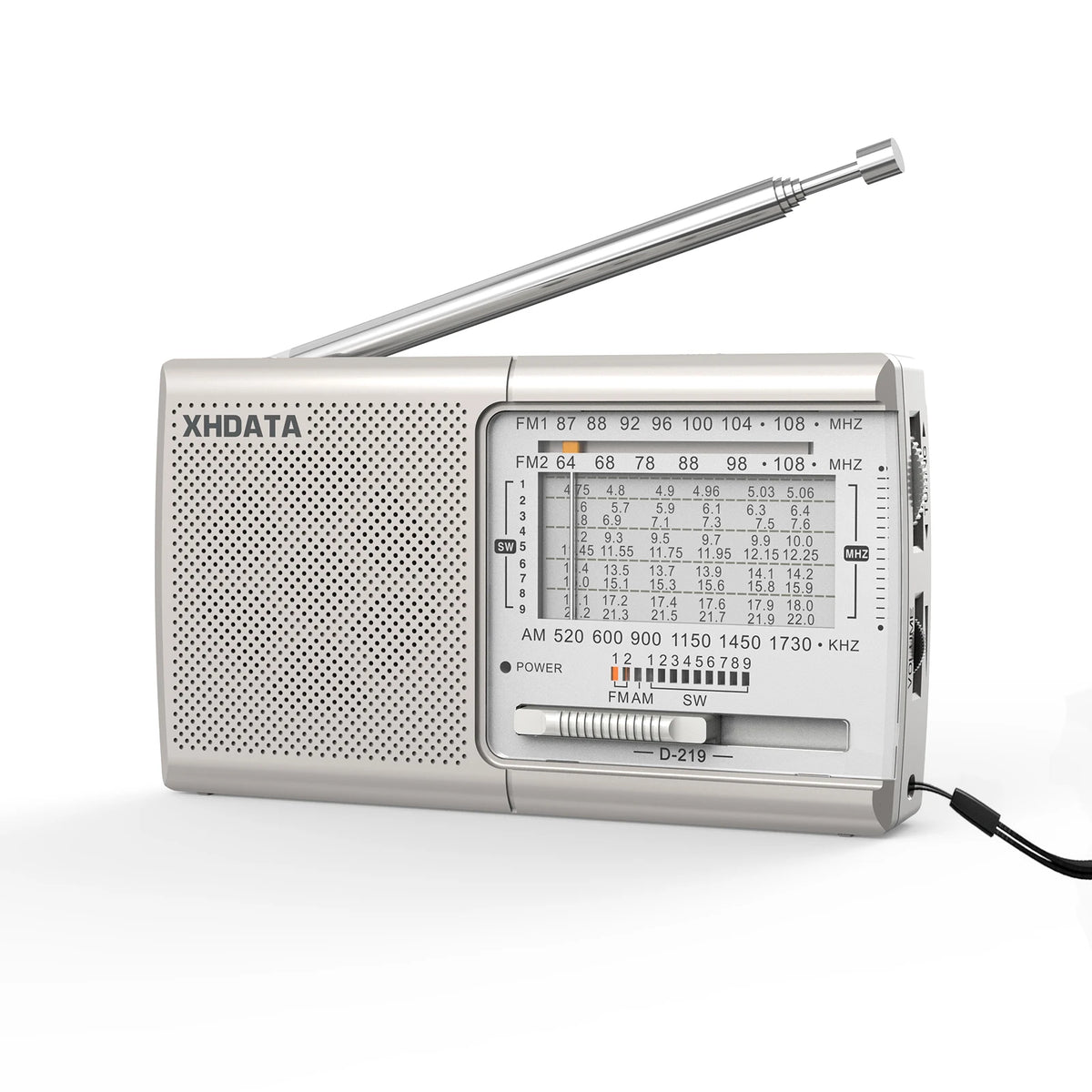 XHDATA D219 Portable Radio AM FM MW Shortwave Receiver Pocket Radio High Sensitivity Multi Band Radio with Speaker Earphone Jack