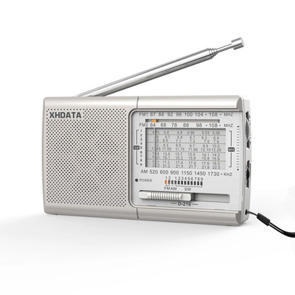 XHDATA D219 Portable Radio AM FM MW Shortwave Receiver Pocket Radio High Sensitivity Multi Band Radio with Speaker Earphone Jack