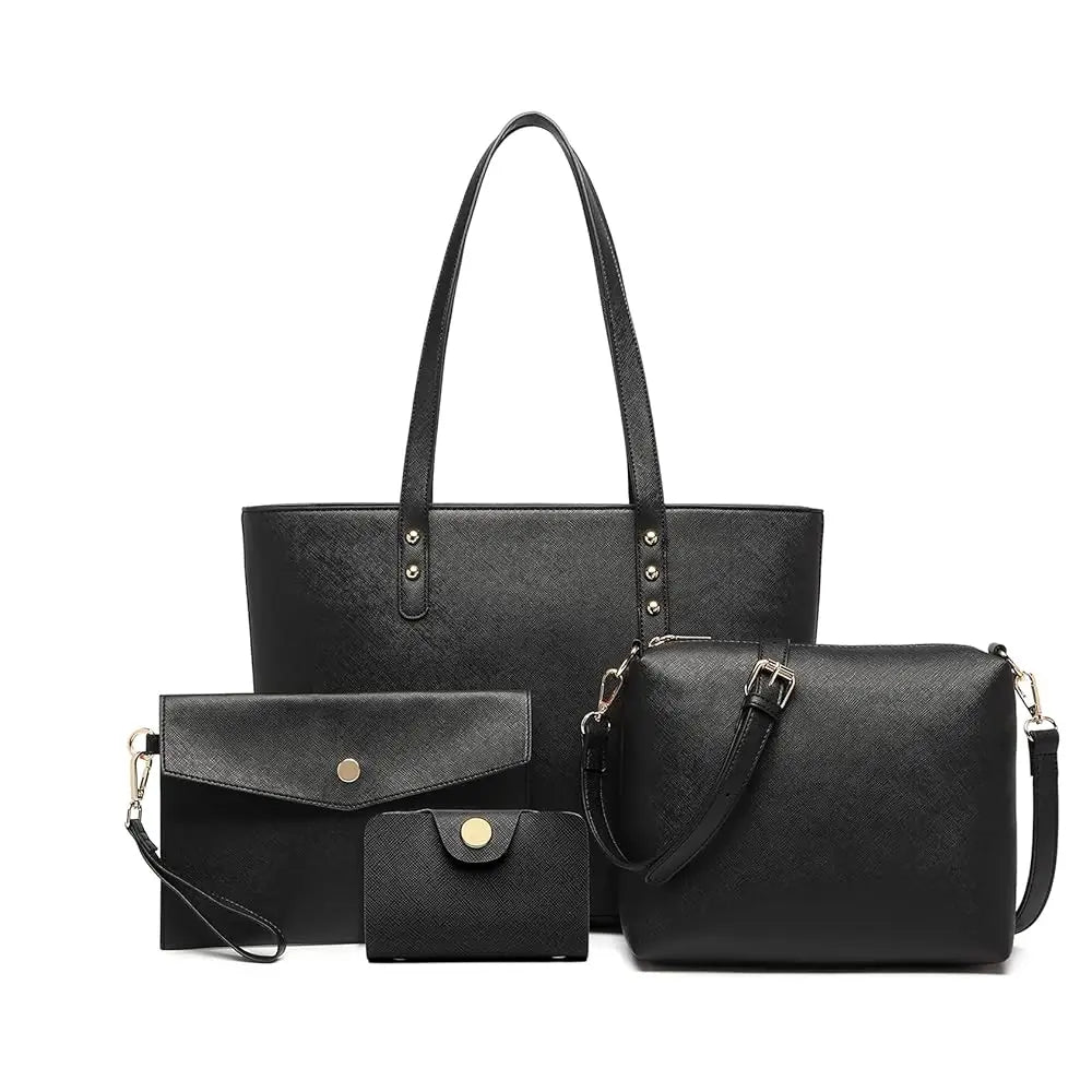 4 in 1 Totes Crossbody Bags Set PU tote bag Leather Shoulder Bag Handbag Purse with Detachable & Adjustable Strap for Women Lady