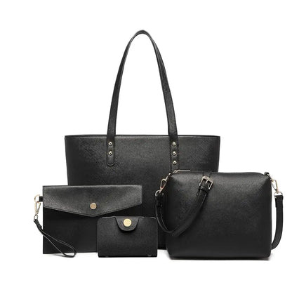 4 in 1 Totes Crossbody Bags Set PU tote bag Leather Shoulder Bag Handbag Purse with Detachable & Adjustable Strap for Women Lady