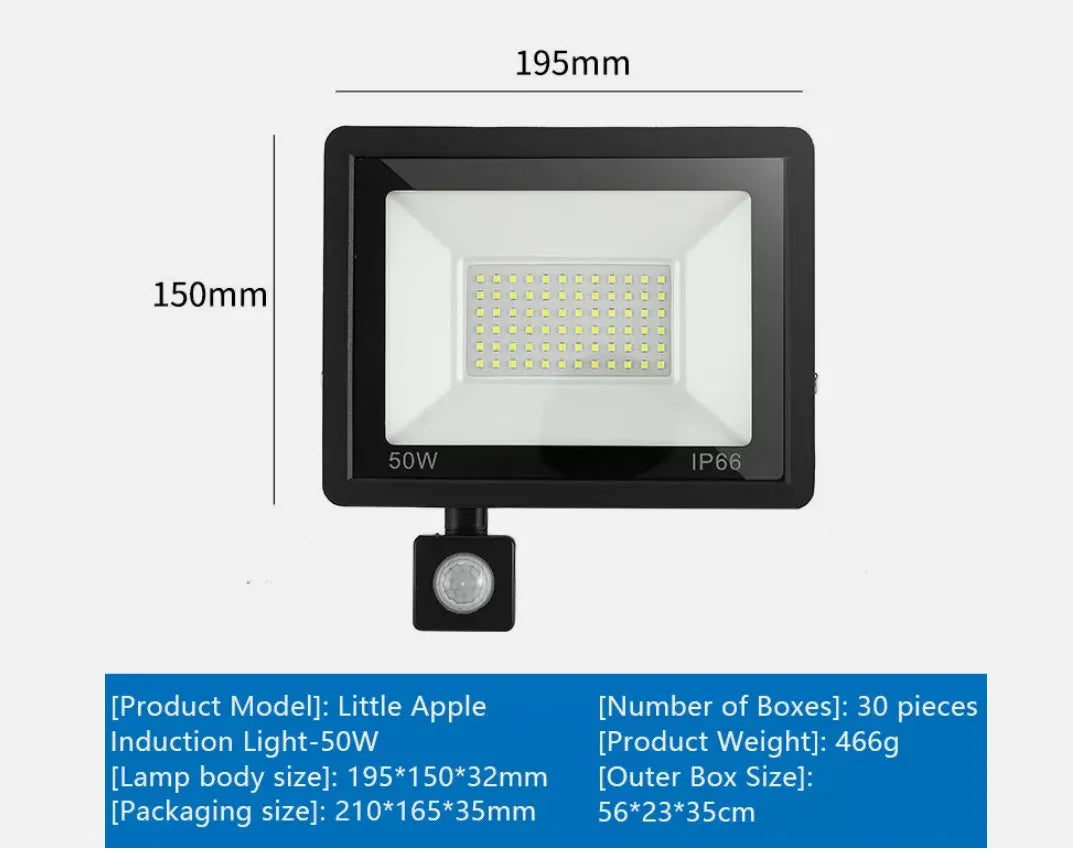 Slim LED Security Floodlight Garden PIR Motion Sensor Wall Flood Light ColdWhite