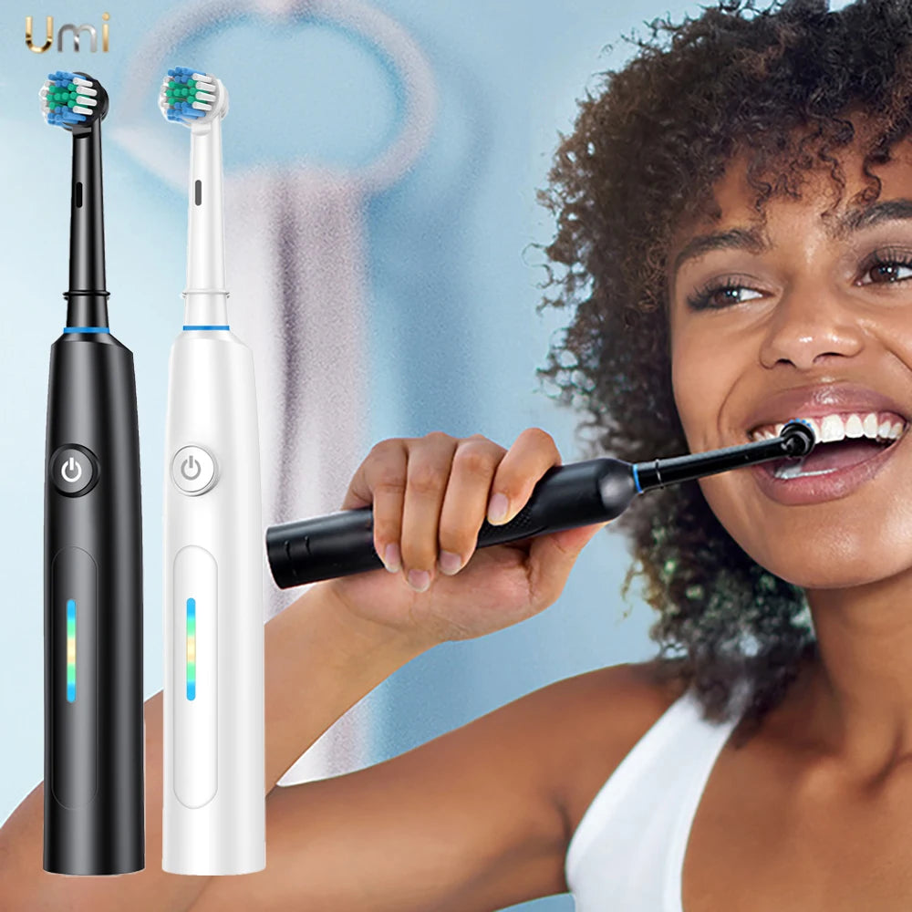 Rotating Electric Toothbrush with 8 Brush Heads with 5 Cleaning Modes Clean Teeth Battery Powered Rechargeable Toothbrush