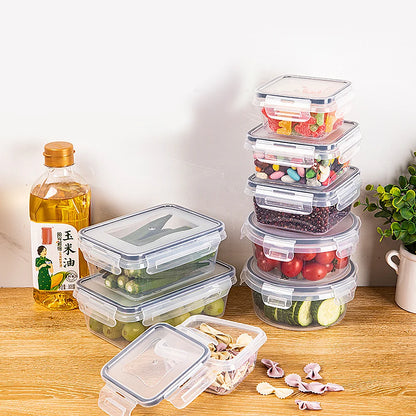 12pc Sealed refrigerator storage box with lid crisper Food Retain Freshness Transparent Storage Jar lunch box with lid
