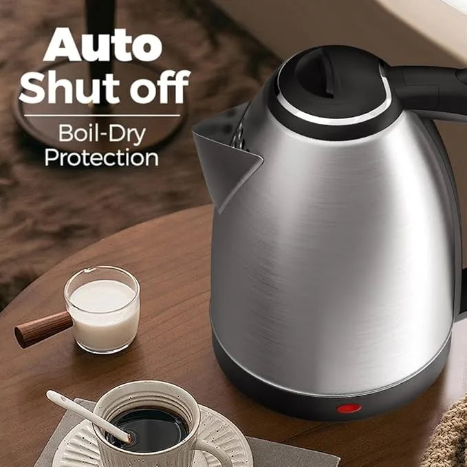 2L 1500W Stainless Steel Cordless Electric Kettle Jug, 360‑Degree Rotational Base with Overheat Protection Fast Boiling Water Heater for Household Kitchen Use