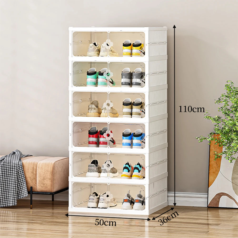 【Lifeideas】3-Tier Foldable Storage Rack Shoes Organizer with Doors
