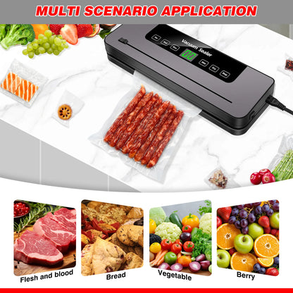 Vacuum Sealer,Automatic Food Vacuum Sealer,5 modes,with 10 sealing pockets and built-in cutter for sealing of wet and dry food
