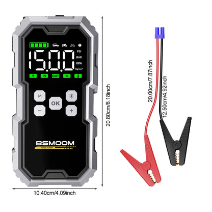 7000A Car Emergency Start Power Supply with Air Compressor, Battery Supercharger and Wireless Tire Inflator 12V Auto Jumper box