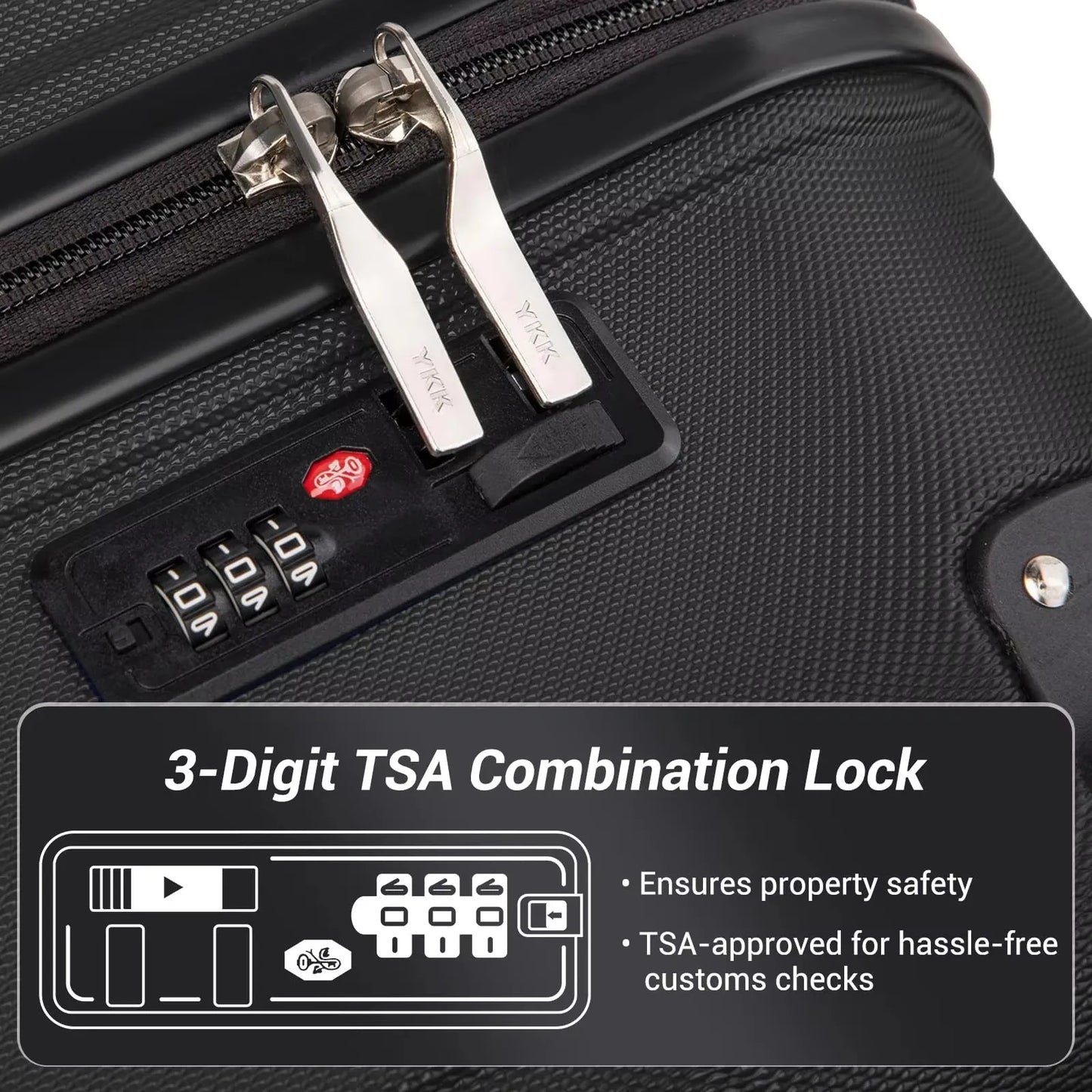 Kono Large Hard Shell Luggage 19/24/28 inch Lightweight ABS 4 Wheels Spinner Business Trip Trolley Case Suitcase