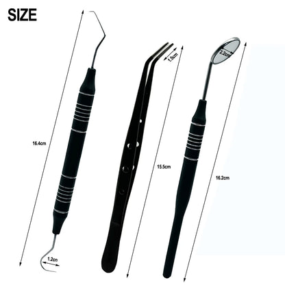 3Pcs/Kit Dental Mouth Mirror Tweezers Curve Probe Dentist Instrument Teeth Care Cleaning Dental Tools