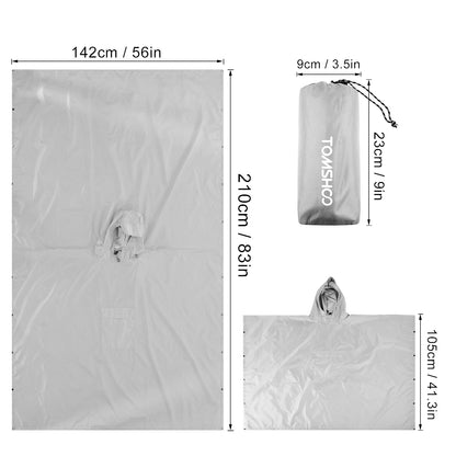Hooded Lightweight Rain Poncho with Pocket | Waterproof Rain Gear & Sun Shelter for Camping, Hiking & Travel