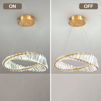Modern Pendant Light Crystal Led Ceiling Lamp Gold Chandelier Möbius Strip Lustre Luxury Living Dining Room Home Decor Fixture