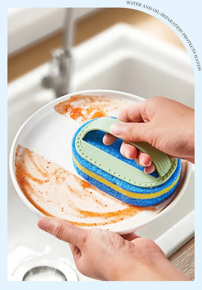Kitchen Bathroom Toilet Cleaning Magic Sponge Glass Wall Cleaning Bath Brush Handle Sponge Ceramic Window Slot Clean Brush