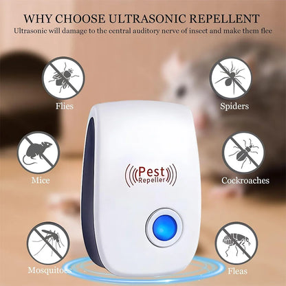 6Pcs Ultrasonic Pest Repeller Insect Bug Repeller Long Range Pest & Insect Deterrent Multi-Function for Roach Rodent Mouse Bugs