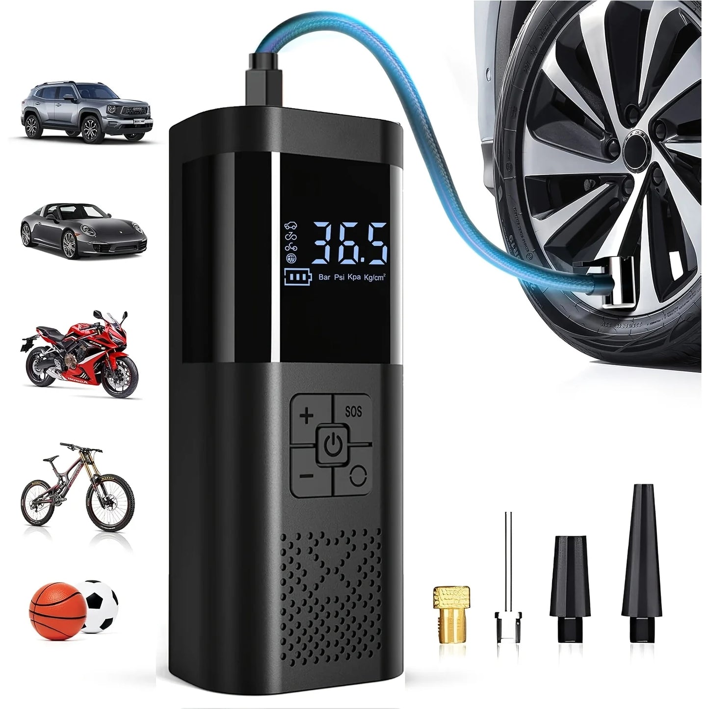 Car wireless inflator portable car auto inflator small sedan tire inflator motorcycle bicycle basketball inflator carryable