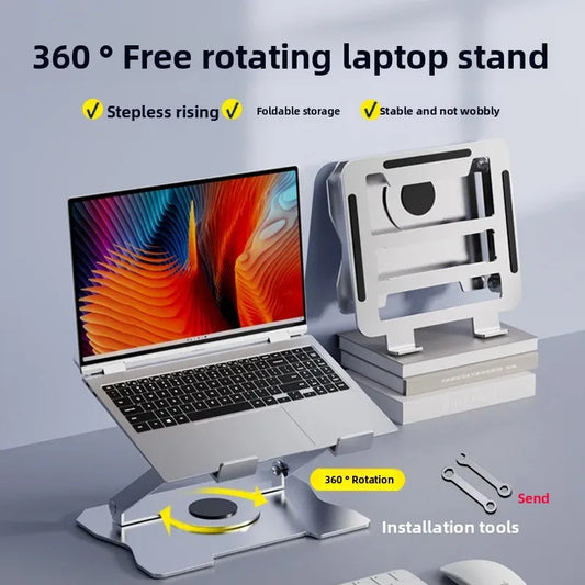 No-Install Notebook Tablet Stand Foldable Alloy Heat Sink Rotatable Display Elevation Frame Lightweight Portable Computer Holder