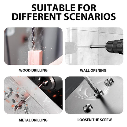 Electric Drill Power Tool Cordless Drill Combi Driver Electric Screwdriver Impact Set with 2pcs Rechargeable Batteries