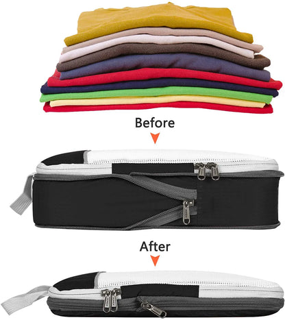 6PCS Travel Compressed Packing Cubes Storage Organizer Set With Shoe Bag Mesh Visual Luggage Portable Lightweight Suitcase Bag