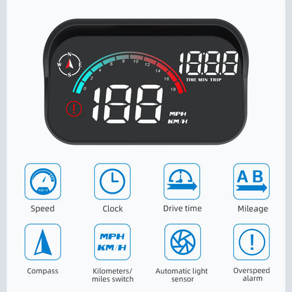 M22 Car HUD Head Up Display Universal Digital GPS Speedometer HD LCD Projection On Glass Windshield Projector for All Cars