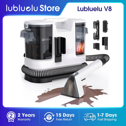 Lubluelu V8 800W Hot Water Carpet Cleaner  60°C Deep Clean Pet Stains 15kPa Strong Suction 5M Long Power Cord 1.75L Tank