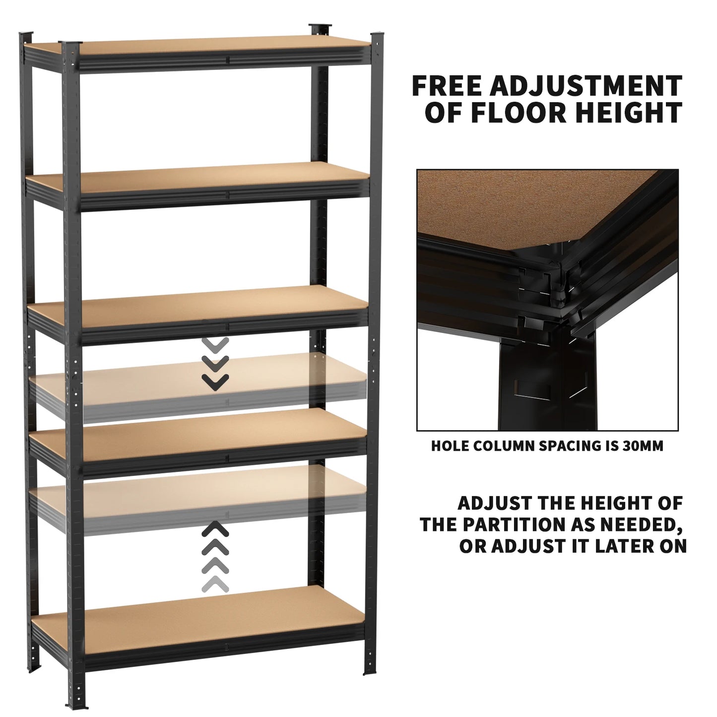 BRIEFNESS Adjustable height 5 layer storage unit boltless design industrial shelves, garage warehouse shed finishing 180X90X40CM