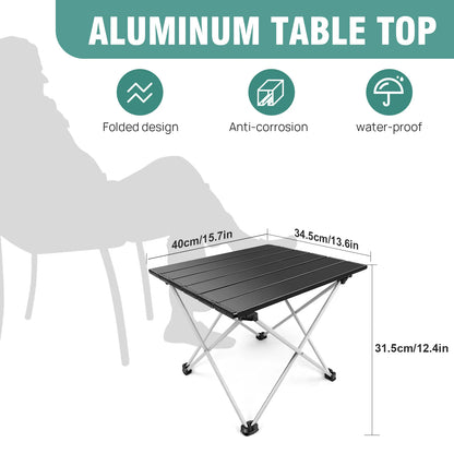 BRIEFNESS Portable Folding Table for Outdoor Picnic Camping Compact Lightweight Aluminum Alloy Garden Patio Table with Carry Bag