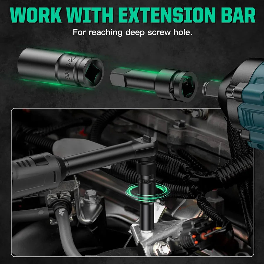 1/2Inch Drive 6-Point Impact Socket Set 10-20 pcs/set 8-32mm Metric Sizes Carbon Steel Impact Socket Set with Hard Storage Box