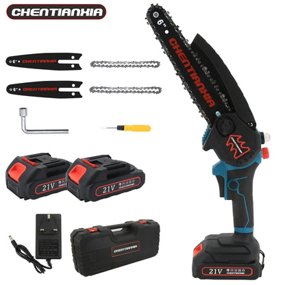 6" 6Inch 4000W Mini Cordless Chainsaw Handheld Electric One-Hand Chainsaw Wood Cutter with Battery