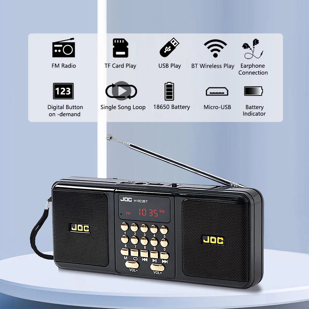 Portable FM Radio Rechargeable Battery Wireless Speaker Support TF USB MP3 Player Bluetooth-compatible Speaker With FM Receiver