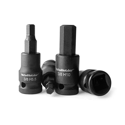 WinHolder 11PCS Impact HEX BIT Sockets Set 3/8" Drive Impact H2- H10 Allen Key Socket Set 55MM  CR-V Bit S2 Steel Socket Bit