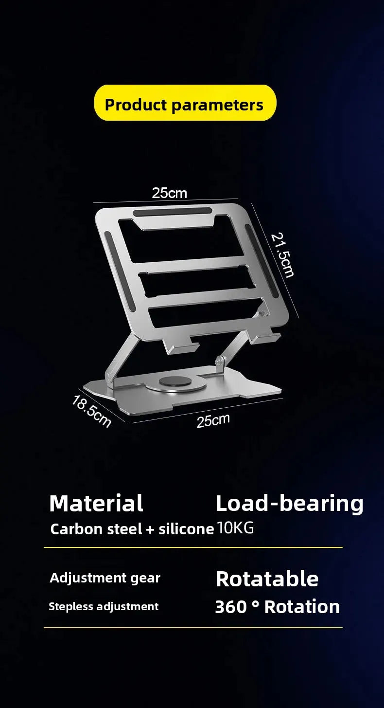No-Install Notebook Tablet Stand Foldable Alloy Heat Sink Rotatable Display Elevation Frame Lightweight Portable Computer Holder