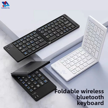 MINGCVIL Mini Foldable Wireless Keyboard Slim Portable Bluetooth Keyboard Rechargeable Folding Keyboard for IOS Windows Android
