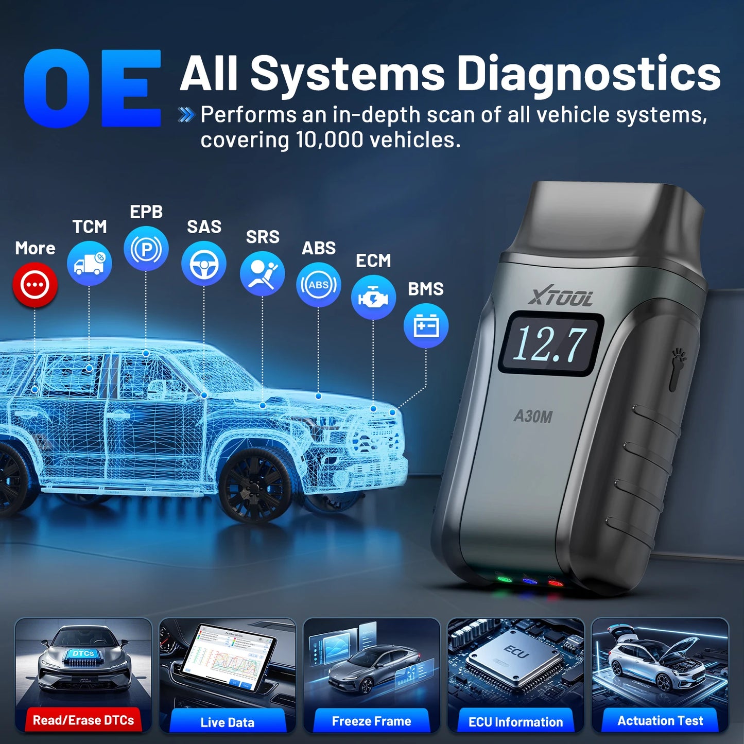 XTOOL Anyscan A30M Bluetooth OBD2 Scanner Car Diagnostic Tools 26+ Reset Service Code Reader CANFD Protocol Lifetime Free Update