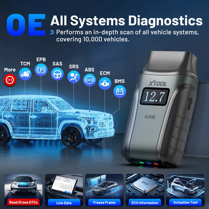 XTOOL Anyscan A30M Bluetooth OBD2 Scanner Car Diagnostic Tools 26+ Reset Service Code Reader CANFD Protocol Lifetime Free Update