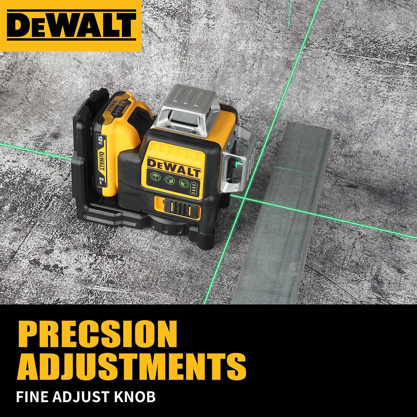 Dewalt DW089LG Self Levelling Multi Line 3 x 360 Degrees Green Beam Laser 12V MAX* with Battery 2.0Ah Li-Ion and Charger