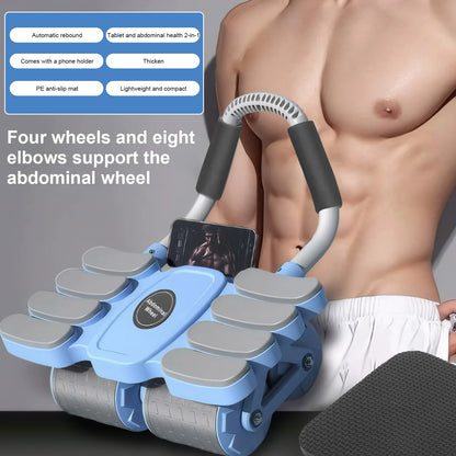 Abdominal Workout Roller with 8 Elbow Support Abdominal Fitness Wheel Automatic Rebound for Exercising Shoulder Arm Leg Muscles