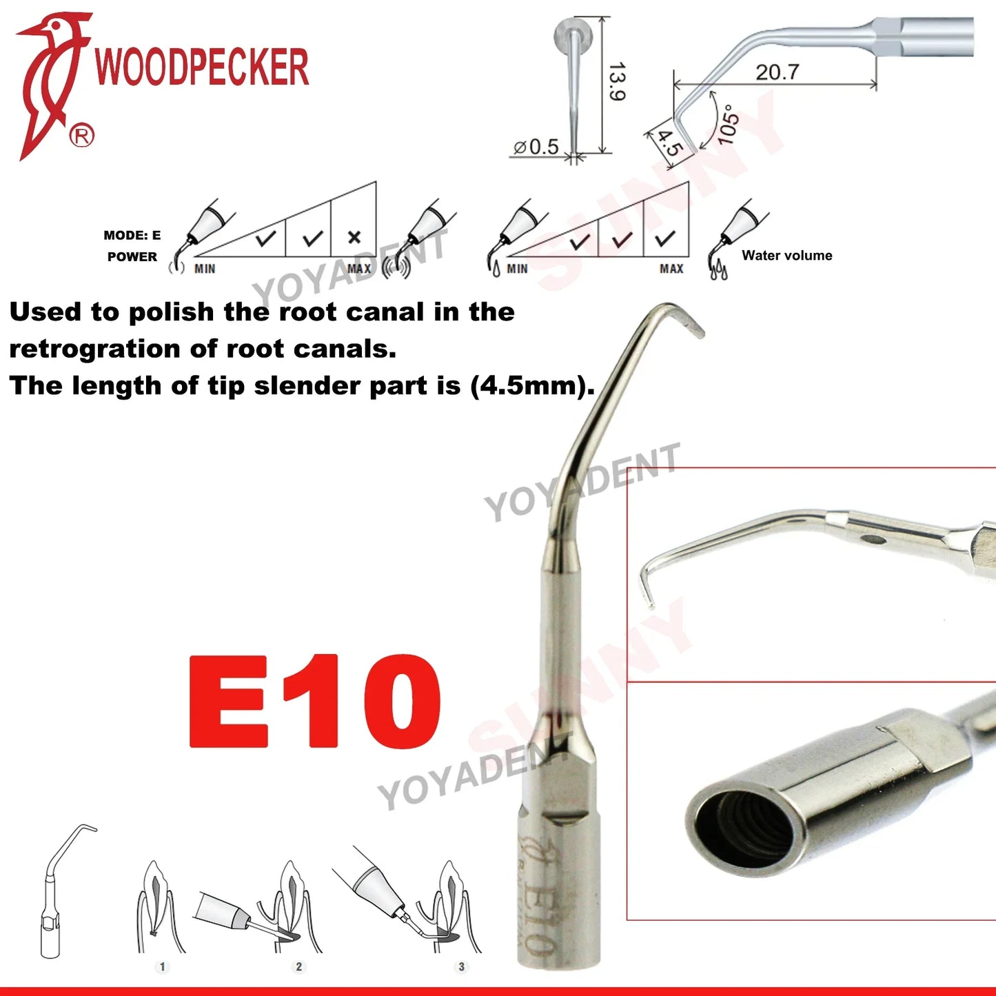 Woodpecker Dental Scaler Tips Ultrasonic Tooth Cleaning Machine Cutter Head Endo Perio Scaling Tips Fit EMS UDS Scaler Handpiece