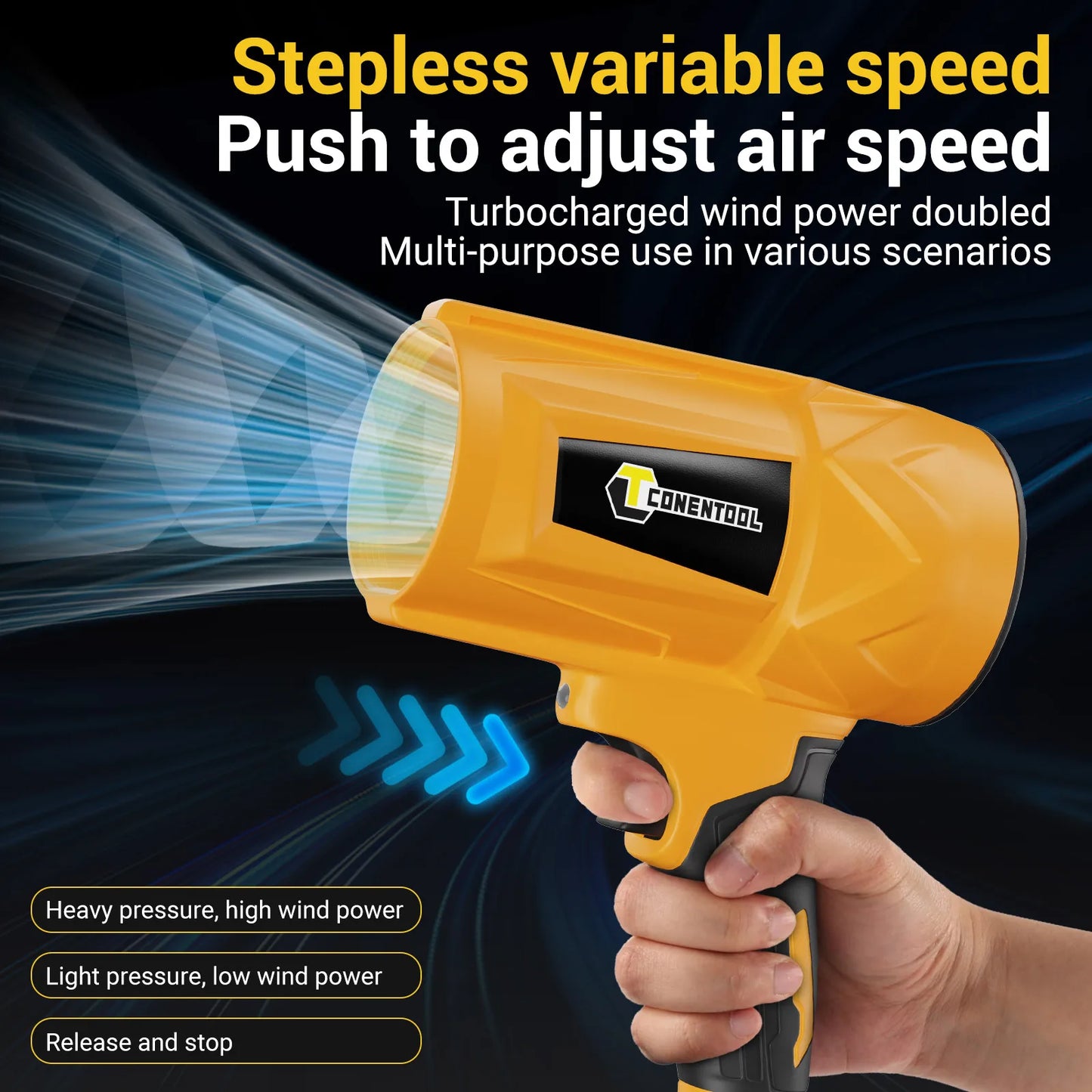 CONENTOOL 62500RPM Cordless Electric Turbo Blowers Jet Fan 200M/S Handheld Leaf Blower Dust Blowing for Makita 18V Battery Pin