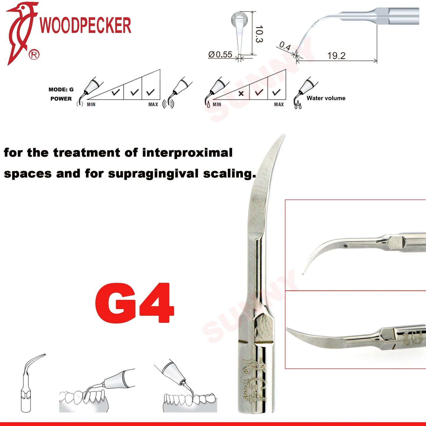 Woodpecker Dental Scaler Tips Ultrasonic Tooth Cleaning Machine Cutter Head Endo Perio Scaling Tips Fit EMS UDS Scaler Handpiece