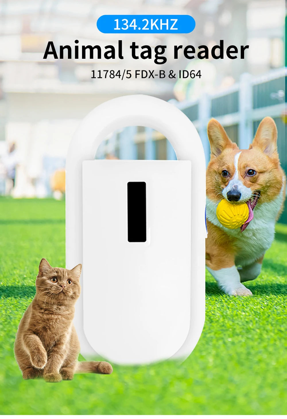 134.2KHz RFID Animal Reader 15 Digits 125KHz Pet ID Scanner EMID FDX-B ISO 11784/85 Microchip Tag Registration For Cow Fish Dog